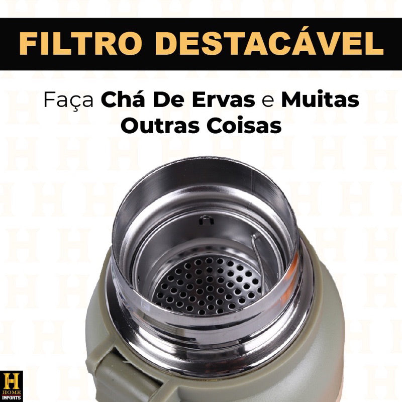 Garrafa Térmica Tática 800ml - Mantenha sua bebida favorita quente ou fresca por mais de 8 horas.