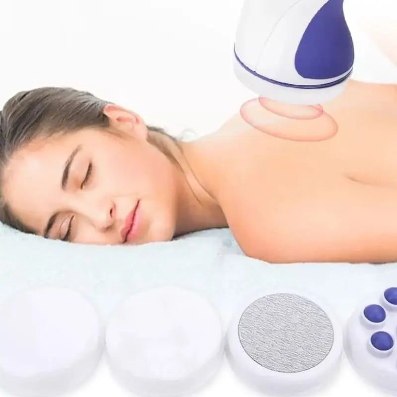 Massageador corporal orbital 360 °. Relaxamento total e profissional com 4 acessórios