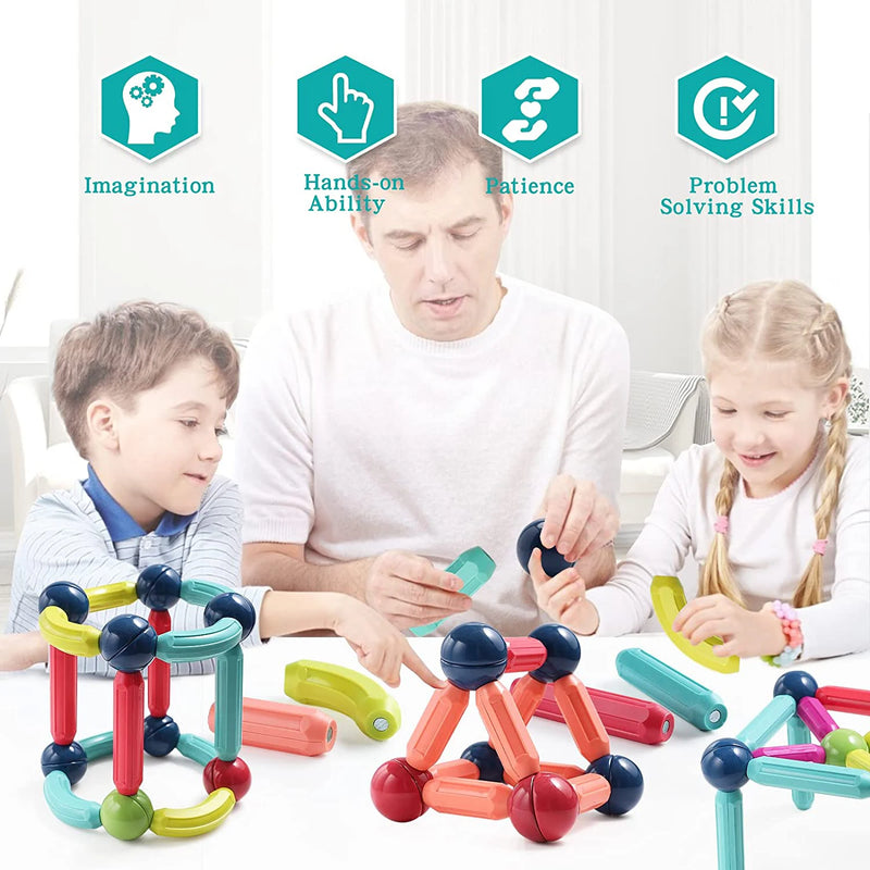 Conjunto magnético de blocos de construção e bolas. Brinquedo magnético para crianças, brinquedos educativos Montessori