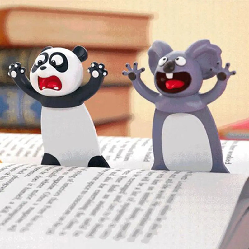 3 Marcadores lúdicos de livros , com animais divertidos, polvo, gato, panda e vários outros.  Papelaria criativo para crianças.