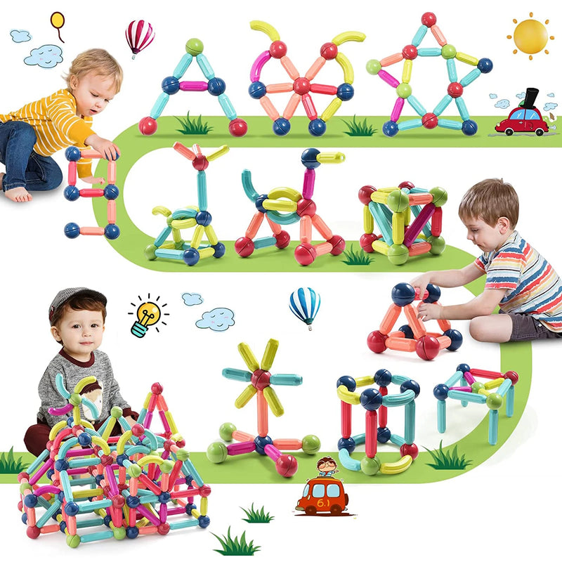 Conjunto magnético de blocos de construção e bolas. Brinquedo magnético para crianças, brinquedos educativos Montessori