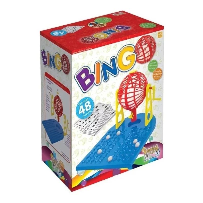 Jogo de Mesa Bingo com 48 Cartelas e Dispenser de Bolinhas