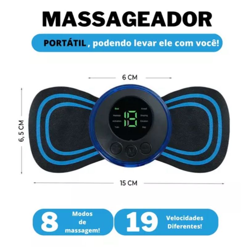 Tapete massageador para o relaxamento dos pés e mini massageador elétrico para  alívio das dores musculares.