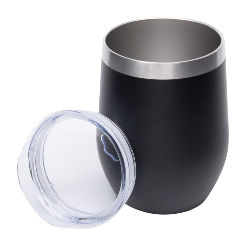 Copo Cuia Térmico de Aço Inoxidável Parede Dupla Preto e Roxo - 350ml